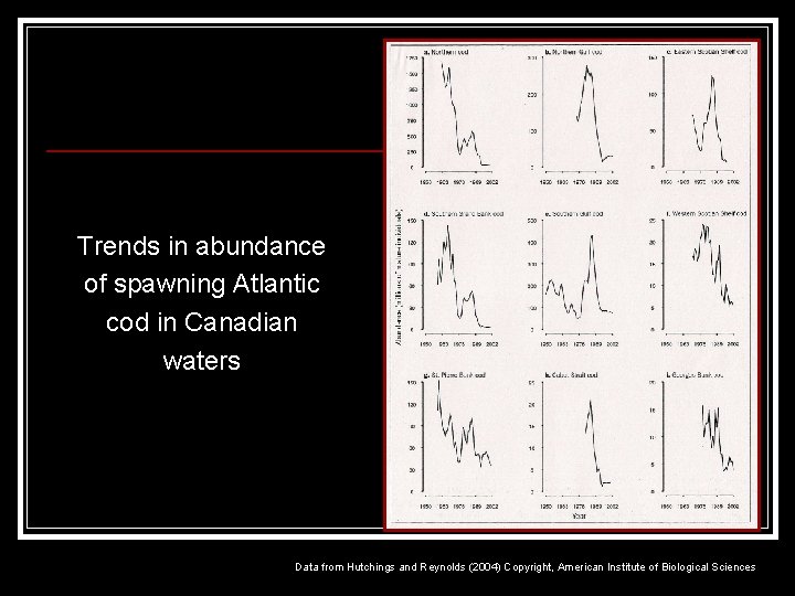 Trends in abundance of spawning Atlantic cod in Canadian waters Data from Hutchings and