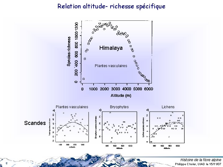 Relation altitude- richesse spécifique Himalaya Plantes vasculaires Bryophytes Lichens Scandes 5 Histoire de la Relation altitude- richesse spécifique Himalaya Plantes vasculaires Bryophytes Lichens Scandes 5 Histoire de la