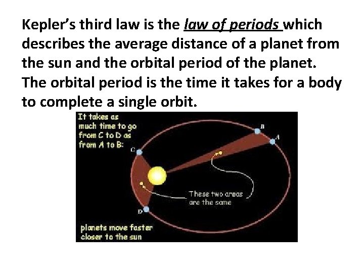 Kepler’s third law is the law of periods which describes the average distance of