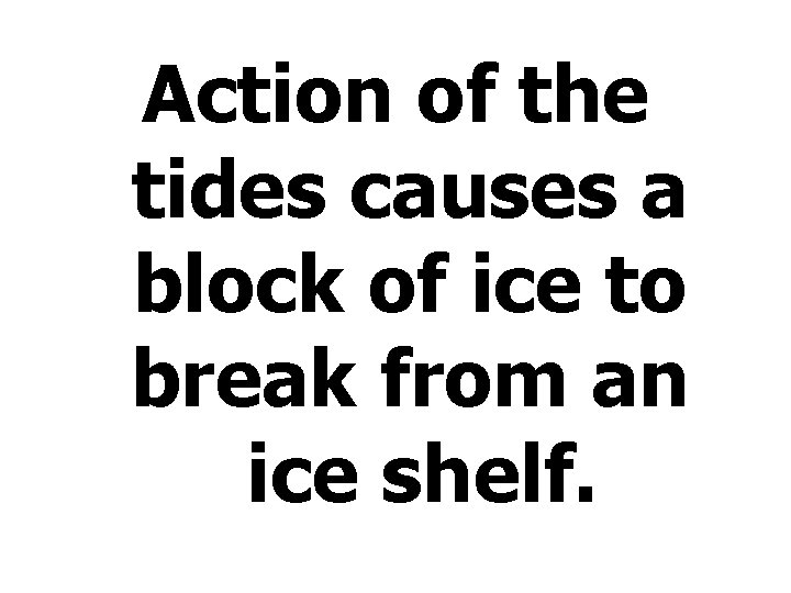 Action of the tides causes a block of ice to break from an ice