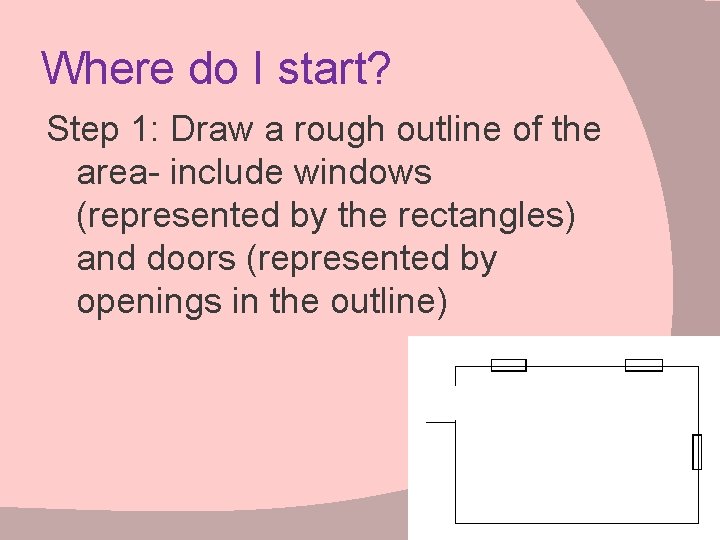 Where do I start? Step 1: Draw a rough outline of the area- include