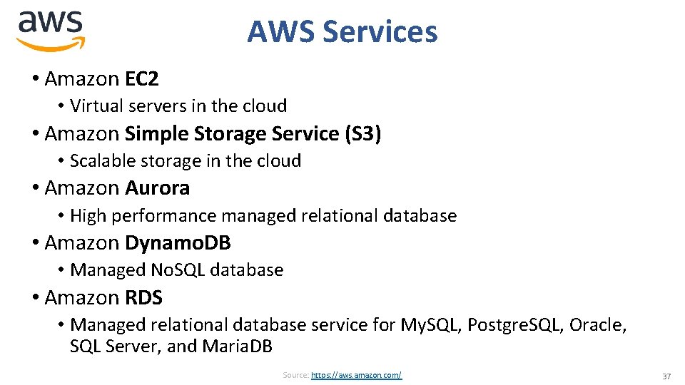 AWS Services • Amazon EC 2 • Virtual servers in the cloud • Amazon AWS Services • Amazon EC 2 • Virtual servers in the cloud • Amazon