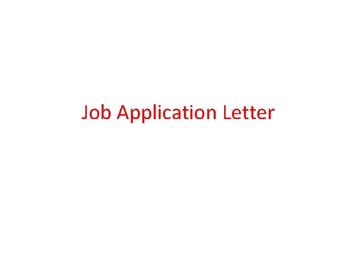 Job Application Letter 