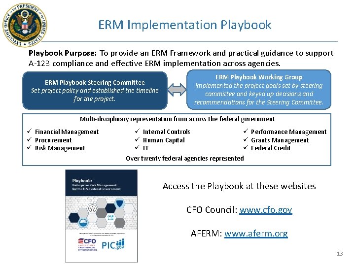 ERM Implementation Playbook Purpose: To provide an ERM Framework and practical guidance to support