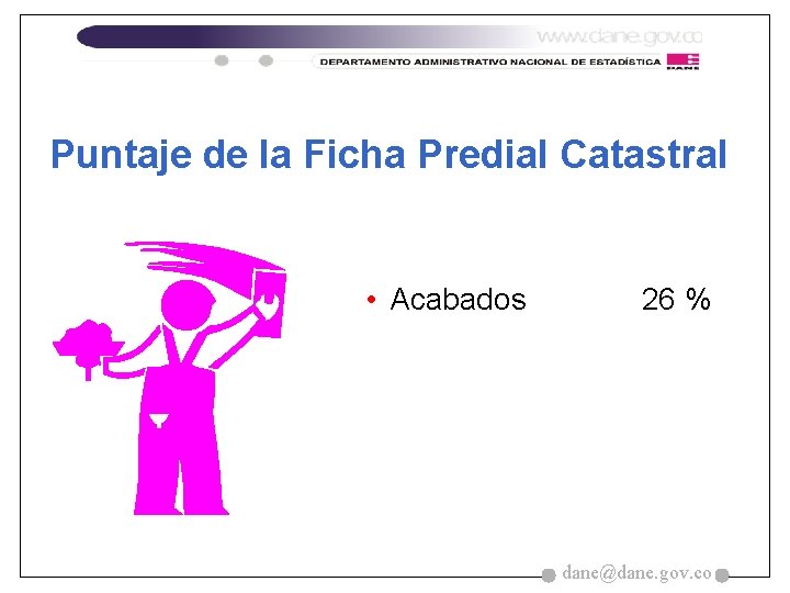 Puntaje de la Ficha Predial Catastral • Acabados 26 % dane@dane. gov. co 