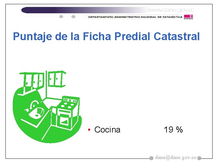 Puntaje de la Ficha Predial Catastral • Cocina 19 % dane@dane. gov. co 