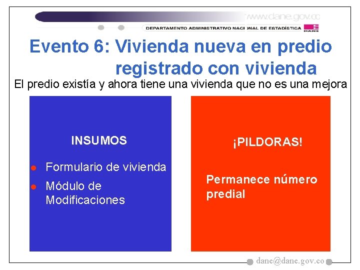 Evento 6: Vivienda nueva en predio registrado con vivienda El predio existía y ahora