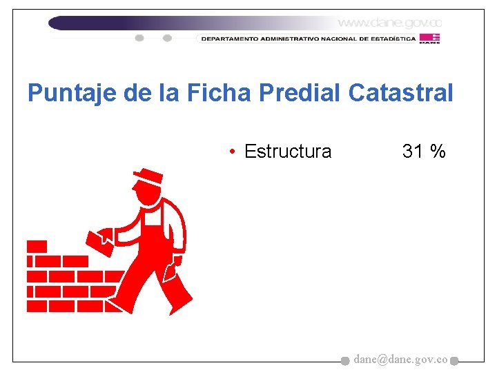 Puntaje de la Ficha Predial Catastral • Estructura 31 % dane@dane. gov. co 