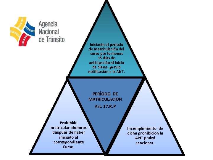 Iniciarán el periodo de Matriculación del curso por lo menos 15 días de anticipación