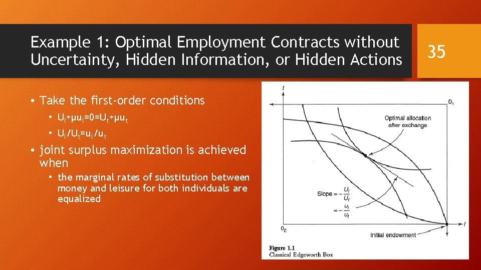Example 1: Optimal Employment Contracts without Uncertainty, Hidden Information, or Hidden Actions • Take Example 1: Optimal Employment Contracts without Uncertainty, Hidden Information, or Hidden Actions • Take