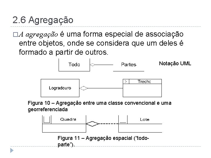 2. 6 Agregação agregação é uma forma especial de associação entre objetos, onde se