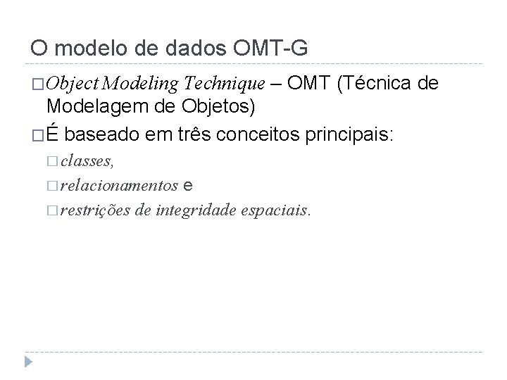 O modelo de dados OMT-G Modeling Technique – OMT (Técnica de Modelagem de Objetos)