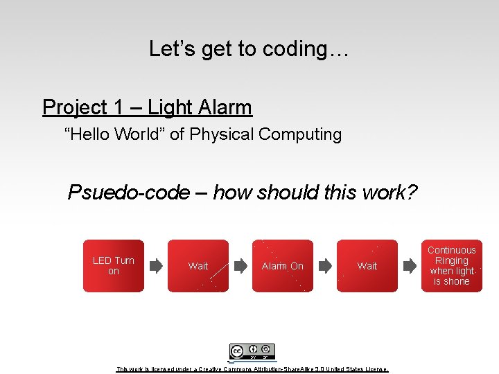 Let’s get to coding… Project 1 – Light Alarm “Hello World” of Physical Computing