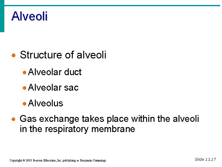Alveoli · Structure of alveoli · Alveolar duct · Alveolar sac · Alveolus ·