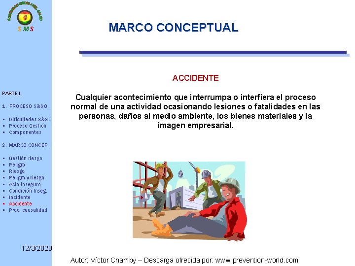 SMS MARCO CONCEPTUAL ACCIDENTE PARTE I. 1. PROCESO S&SO. • Dificultades S&SO • Proceso