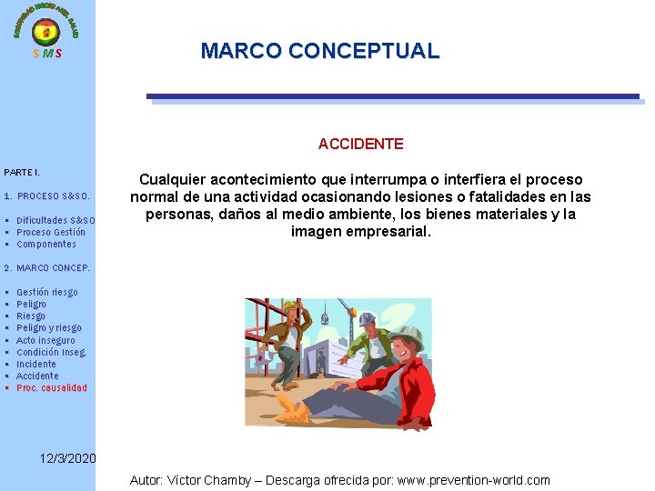 SMS MARCO CONCEPTUAL ACCIDENTE PARTE I. 1. PROCESO S&SO. • Dificultades S&SO • Proceso