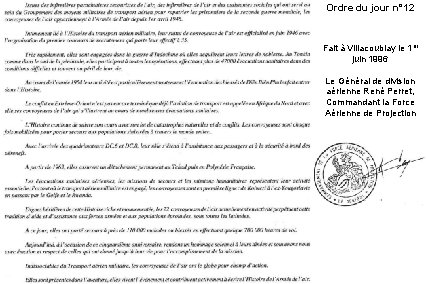 Ordre du jour n° 12 Fait à Villacoublay le 1 er juin 1996 Le