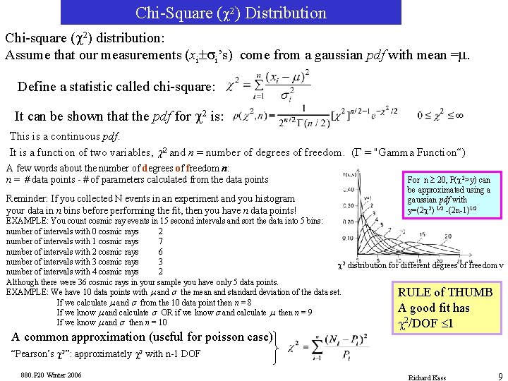 Chi-Square (c 2) Distribution Chi-square (c 2) distribution: Assume that our measurements (xi±si’s) come