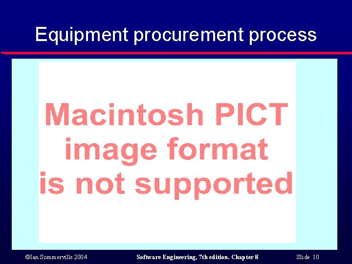 Equipment procurement process ©Ian Sommerville 2004 Software Engineering, 7 th edition. Chapter 8 Slide