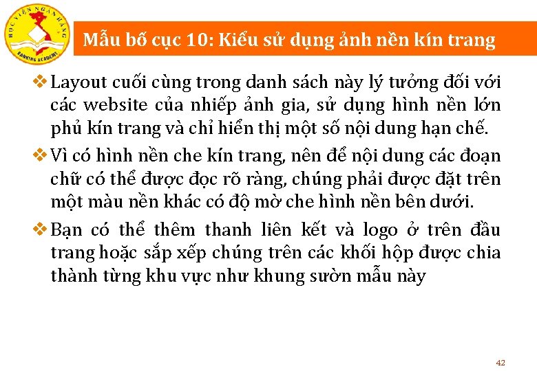 Mẫu bố cục 10: Kiểu sử dụng ảnh nền kín trang v Layout cuối