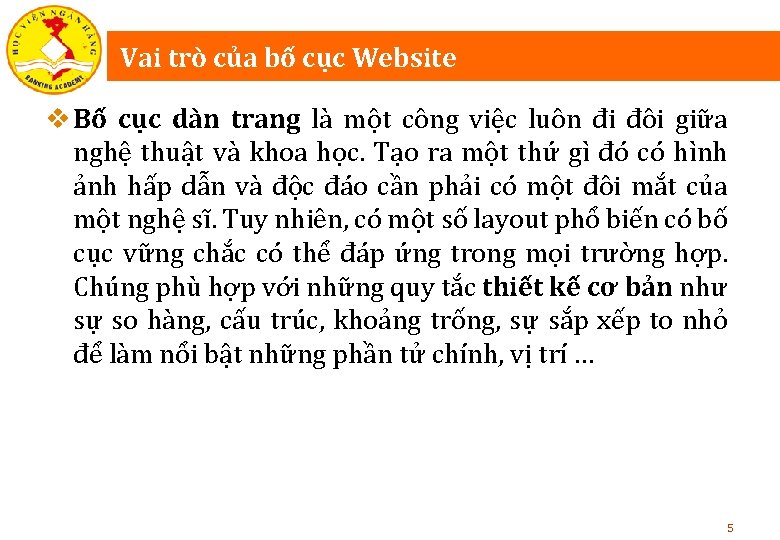 Vai trò của bố cục Website v Bố cục dàn trang là một công