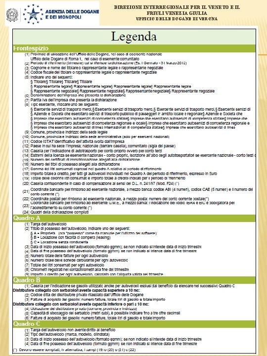DIREZIONE INTERREGIONALE PER IL VENETO E IL FRIULI VENEZIA GIULIA UFFICIO DELLE DOGANE DI