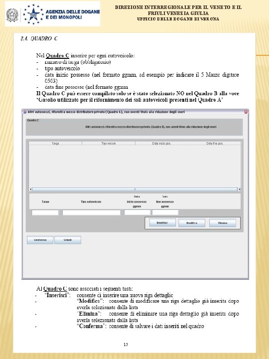 DIREZIONE INTERREGIONALE PER IL VENETO E IL FRIULI VENEZIA GIULIA UFFICIO DELLE DOGANE DI