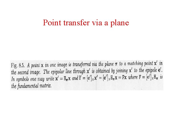 Point transfer via a plane Point transfer via a plane