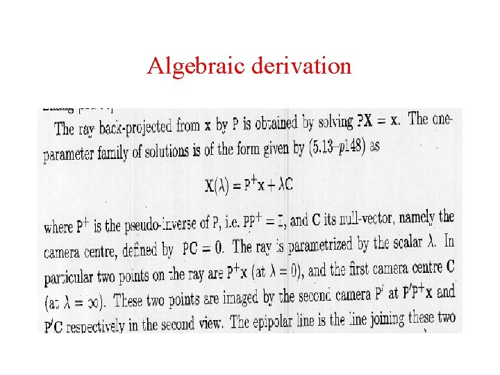 Algebraic derivation Algebraic derivation