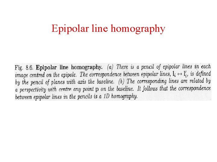 Epipolar line homography Epipolar line homography