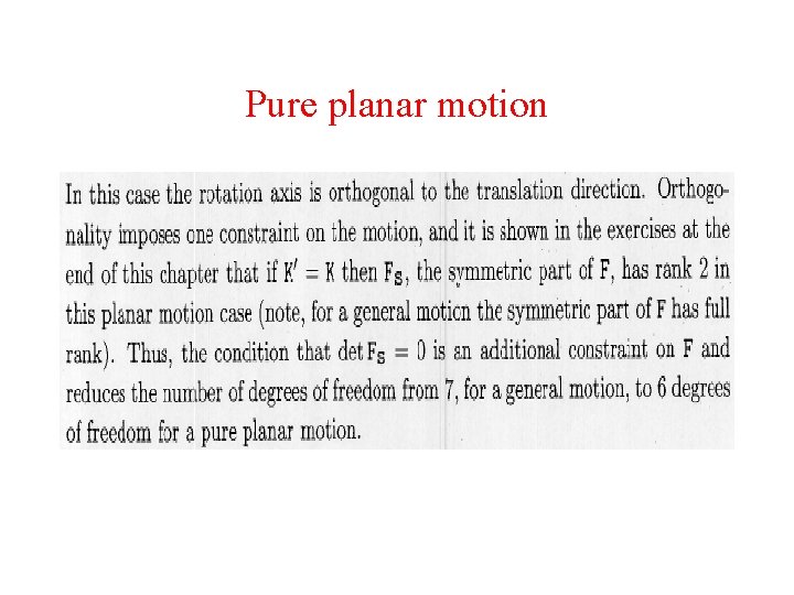 Pure planar motion Pure planar motion