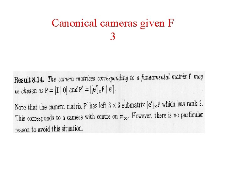 Canonical cameras given F 3 Canonical cameras given F 3