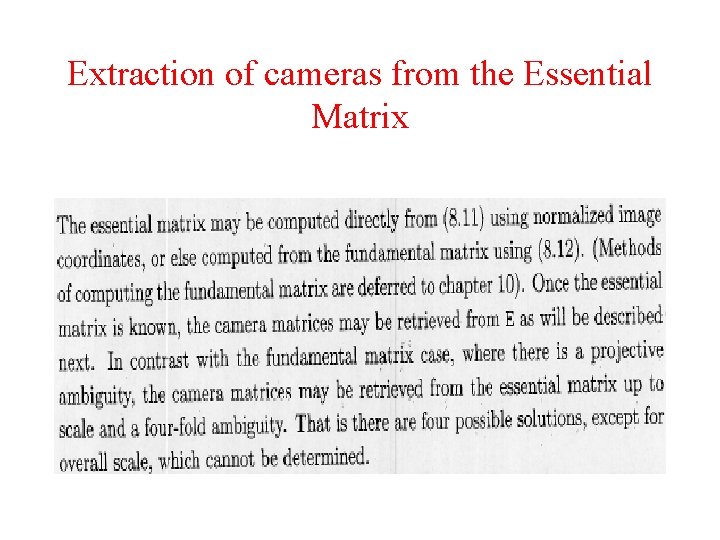 Extraction of cameras from the Essential Matrix Extraction of cameras from the Essential Matrix