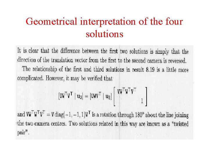 Geometrical interpretation of the four solutions Geometrical interpretation of the four solutions