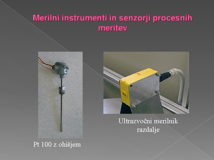 Merilni instrumenti in senzorji procesnih meritev Ultrazvočni merilnik razdalje Pt 100 z ohišjem 