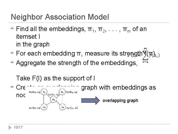 Neighbor Association Model Find all the embeddings, π1, π2, . . . , πm
