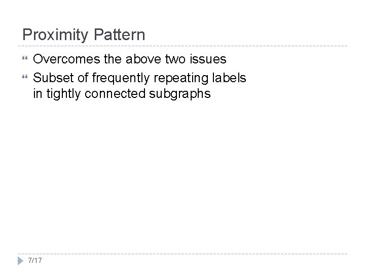 Proximity Pattern Overcomes the above two issues Subset of frequently repeating labels in tightly