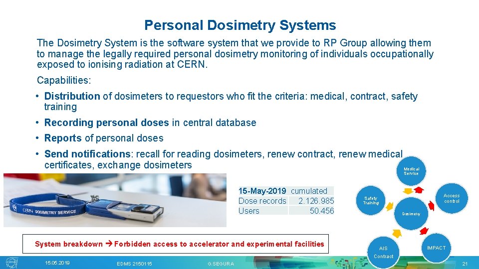 Personal Dosimetry Systems The Dosimetry System is the software system that we provide to