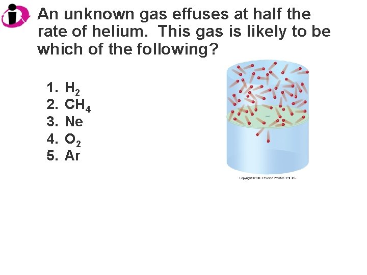 An unknown gas effuses at half the rate of helium. This gas is likely