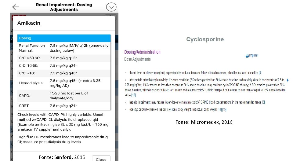 Fonte: Micromedex, 2016 Fonte: Sanford, 2016 