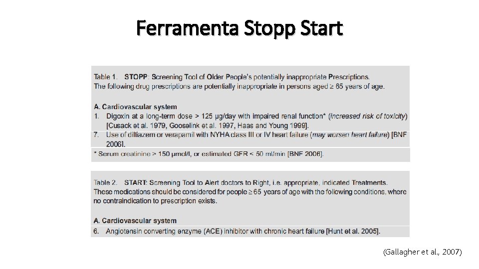 Ferramenta Stopp Start (Gallagher et al. , 2007) 