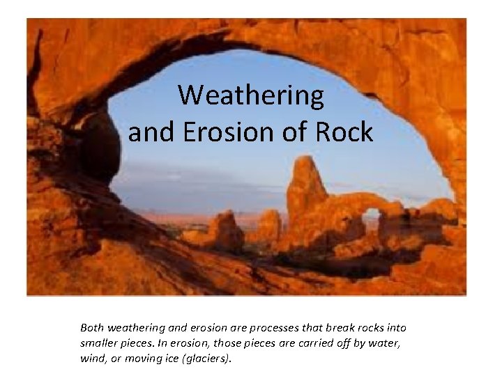 Weathering and Erosion of Rock Both weathering and erosion are processes that break rocks