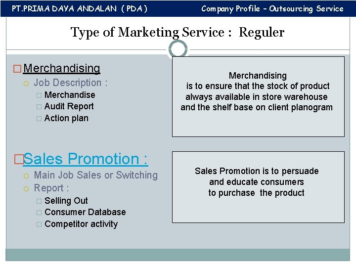 PT. PRIMA DAYA ANDALAN ( PDA ) Company Profile – Outsourcing Service Type of