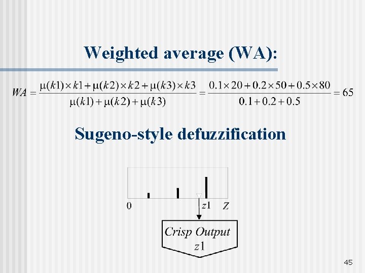 Weighted average (WA): Sugeno-style defuzzification 45 