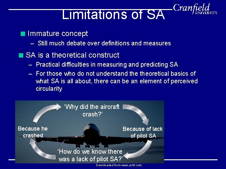Limitations of SA < Immature concept – Still much debate over definitions and measures