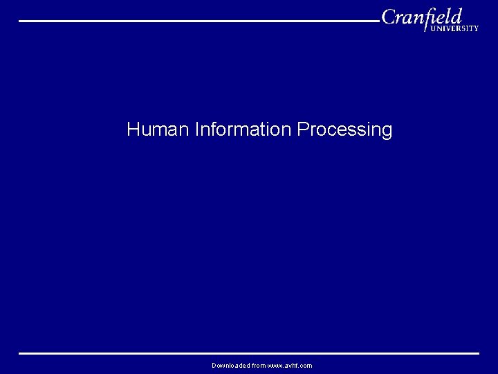 Human Information Processing Downloaded from www. avhf. com 