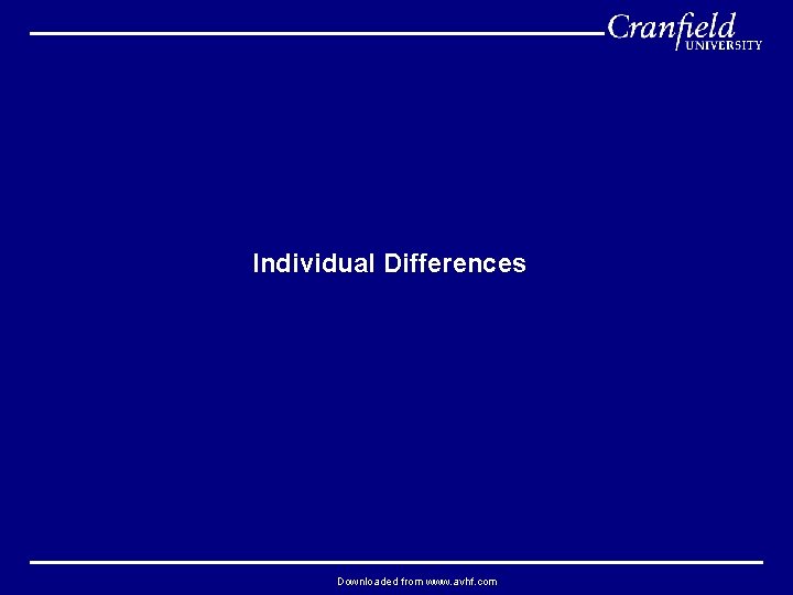 Individual Differences Downloaded from www. avhf. com 