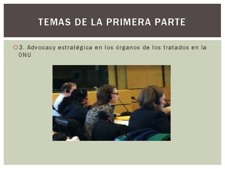 TEMAS DE LA PRIMERA PARTE 3. Advocacy estratégica en los órganos de los tratados
