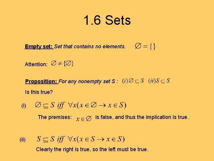 1. 6 Sets Empty set: Set that contains no elements. Attention: Proposition: For any 1. 6 Sets Empty set: Set that contains no elements. Attention: Proposition: For any
