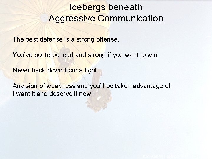 Icebergs beneath Aggressive Communication The best defense is a strong offense. You’ve got to